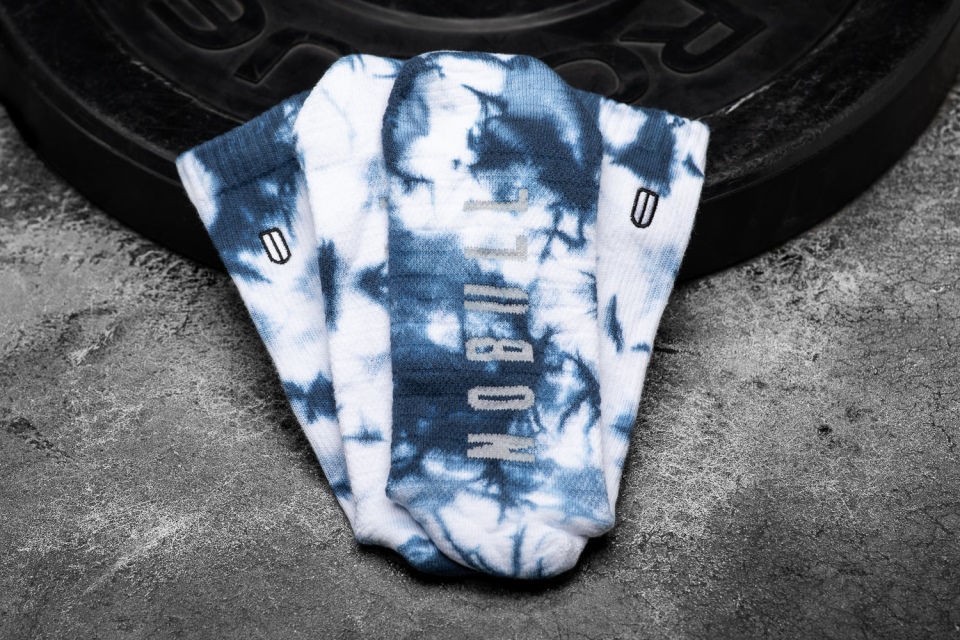 NOBULL Crew Sock (Tie-Dye) White & Navy