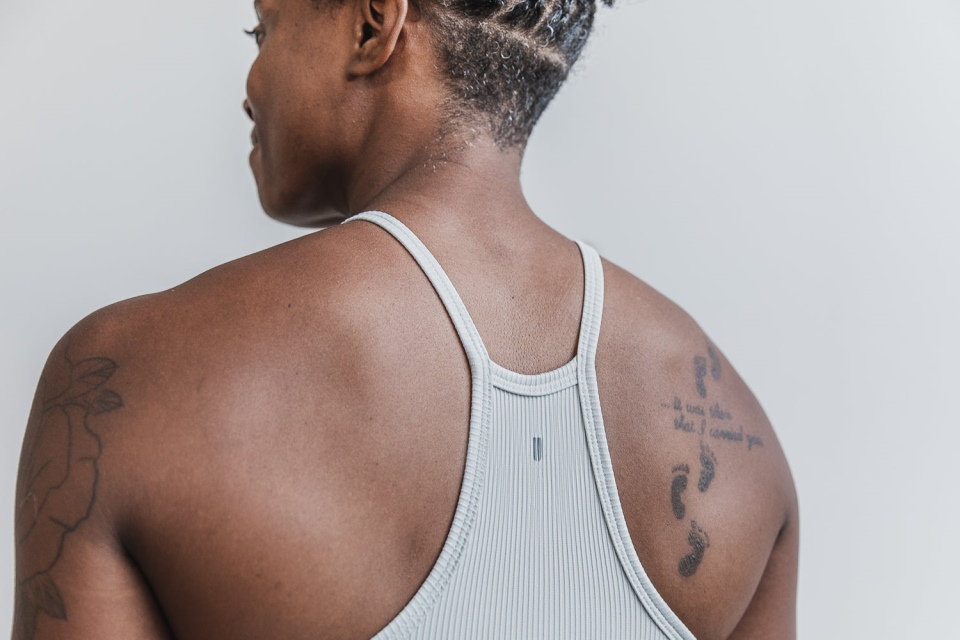 NOBULL Halter Crop Tank (Ribbed) Frost