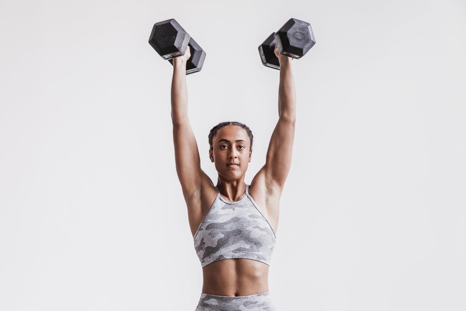 NOBULL Halter Sports Bra (Plush Heather) White Camo