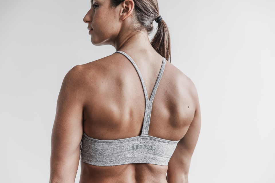 NOBULL Halter Sports Bra (Plush Heather) White Heather