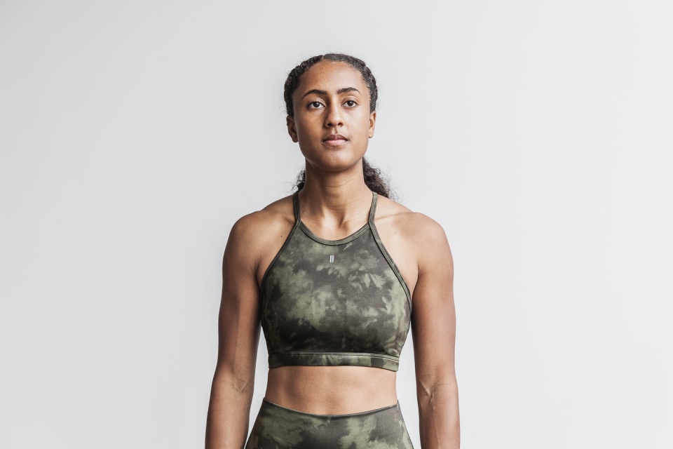 NOBULL Halter Sports Bra (Tie-Dye) Army