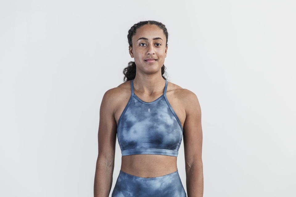 NOBULL Halter Sports Bra (Tie-Dye) Slate