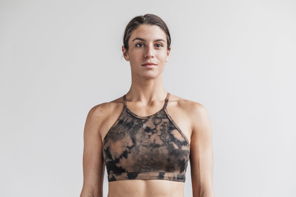 NOBULL Halter Sports Bra (Tie-Dye) Toffee