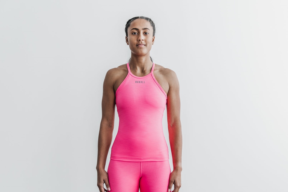 NOBULL Halter Tank (Neon Ribbed) Pink