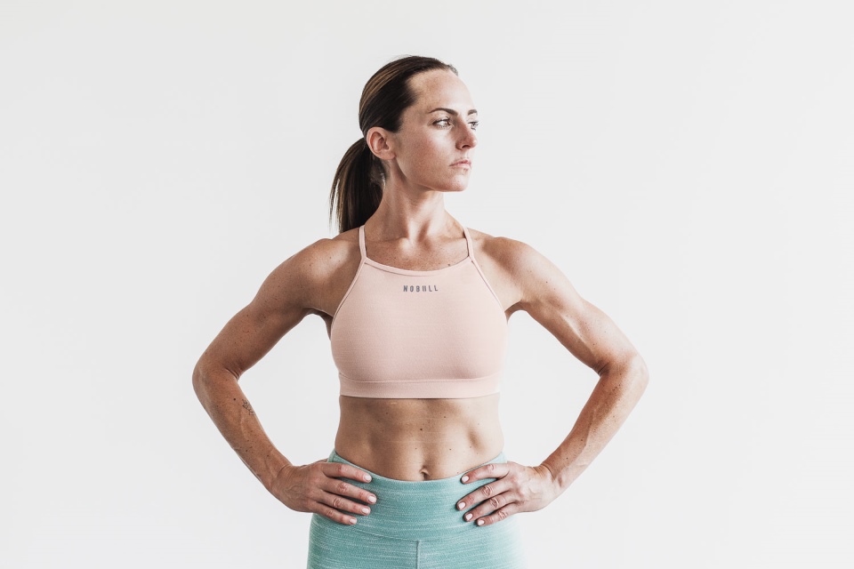 NOBULL High-Neck Sports Bra (Melange) Rose