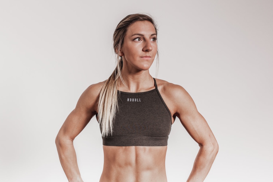 NOBULL High-Neck Sports Bra (Plush Heather) Black Heather