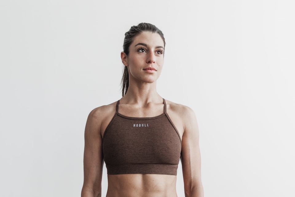 NOBULL High-Neck Sports Bra (Plush Heather) Brown