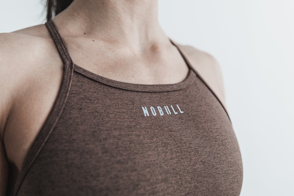 NOBULL High-Neck Sports Bra (Plush Heather) Brown