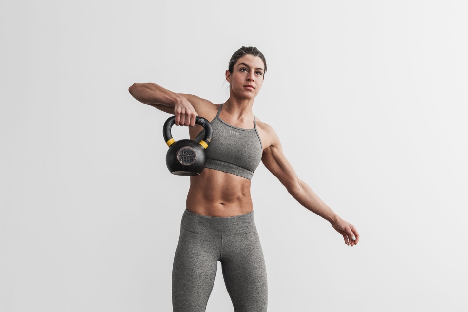 NOBULL High-Neck Sports Bra (Plush Heather) Grey