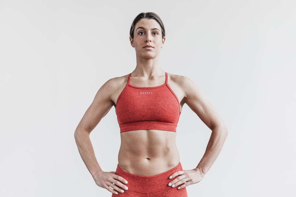 NOBULL High-Neck Sports Bra (Plush Heather) Red