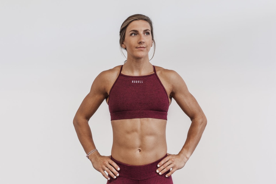 NOBULL High-Neck Sports Bra (Plush Heather) Wine Heather