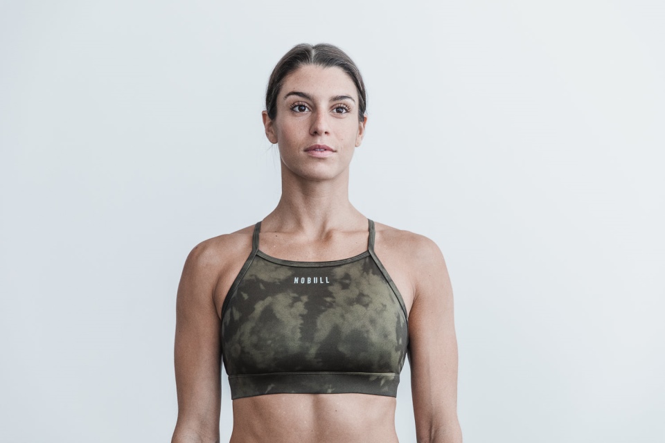 NOBULL High-Neck Sports Bra (Tie-Dye) Army