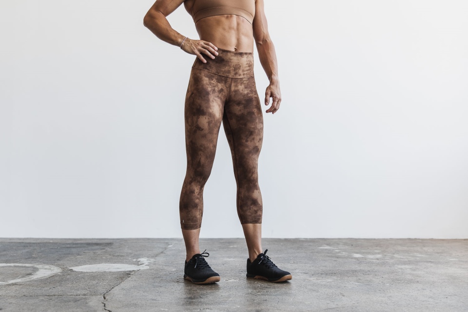 NOBULL High-Rise Crop (Tie-Dye) Toffee & Brown