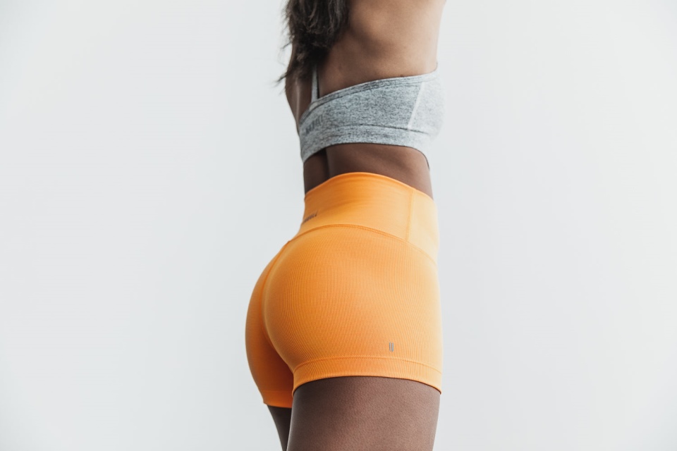 NOBULL High-Rise Short 2" (Neon Ribbed) Orange