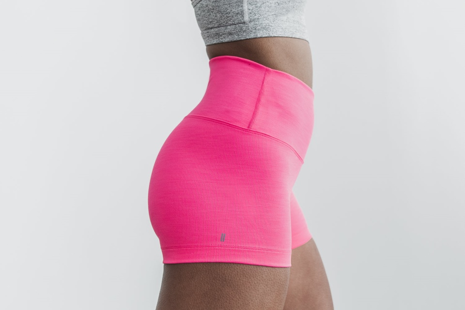 NOBULL High-Rise Short 2" (Neon Ribbed) Pink