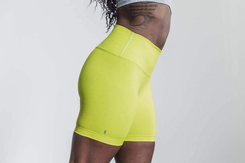 NOBULL High-Rise Short 6" (Neon Ribbed) Yellow