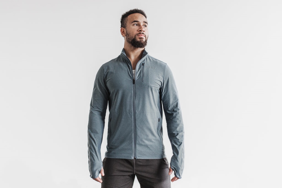 NOBULL Men's 4-Way Stretch Woven Jacket Bluestone