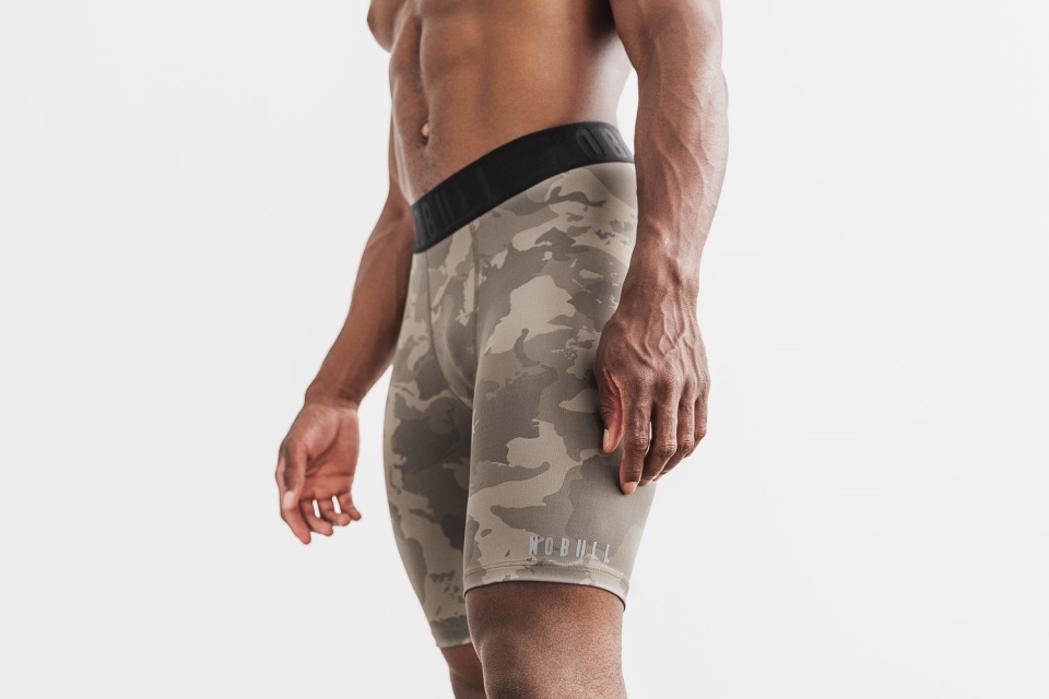 NOBULL Men's Compression Short 9" (Continental Camo) Rock