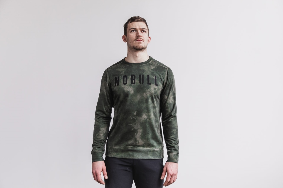 NOBULL Men's Crew Sweatshirt (Tie-Dye) Army