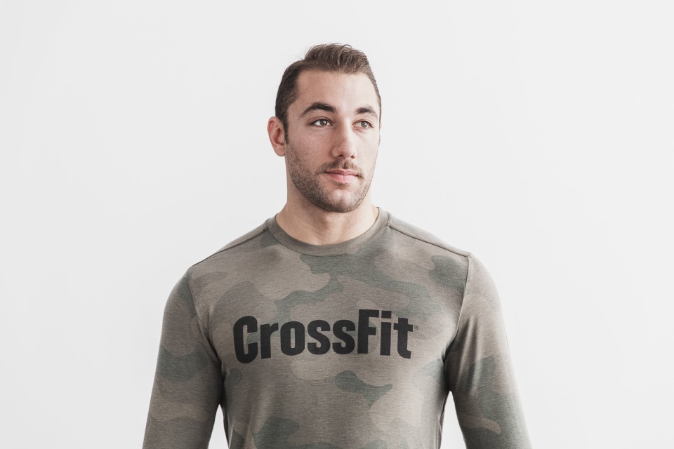 NOBULL Men's Crossfit Long Sleeve Tee (Camo) Army