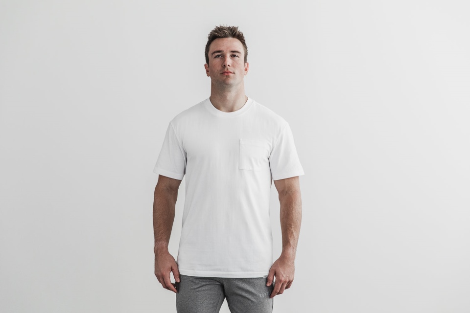 NOBULL Men's Heavyweight Pocket Tee White