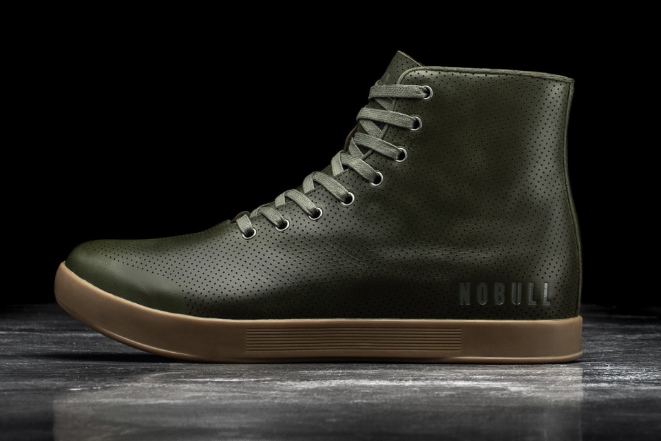 NOBULL Men's High-Top Leather Trainer Army