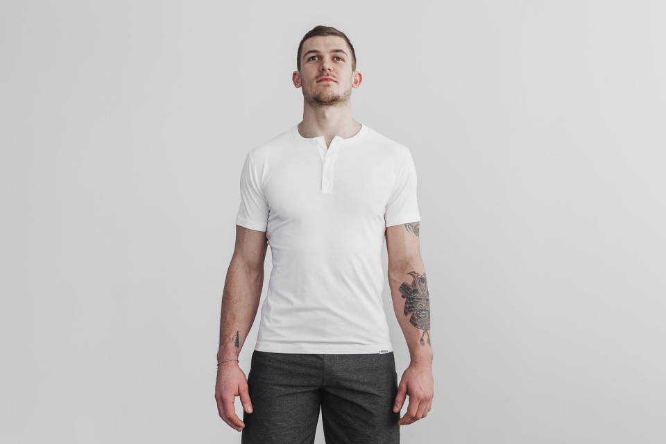 NOBULL Men's Lightweight Henley Tee White