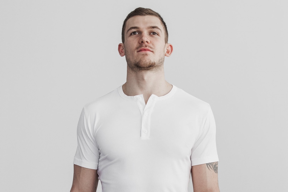 NOBULL Men's Lightweight Henley Tee White