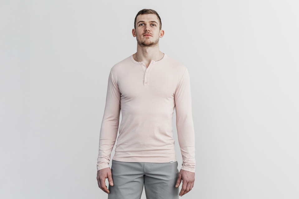 NOBULL Men's Lightweight Long Sleeve Henley Dusty