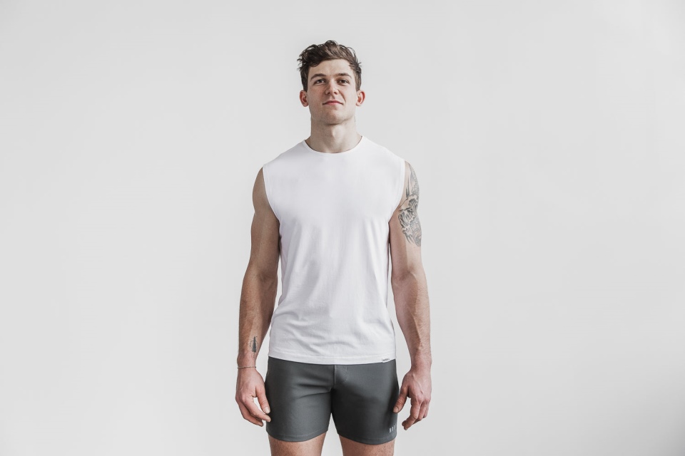 NOBULL Men's Lightweight Sleeveless Tee White