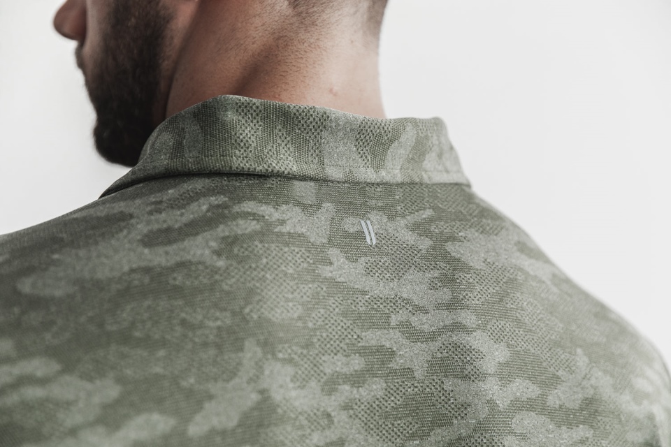 NOBULL Men's Lightweight Textured Polo (Camo) Army