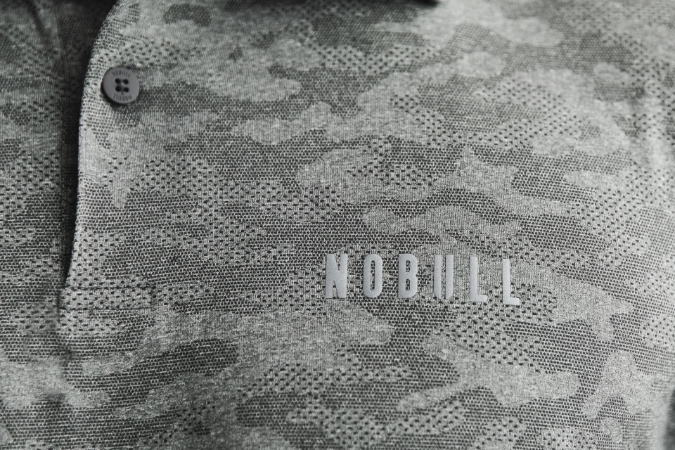 NOBULL Men's Lightweight Textured Polo (Camo) Black