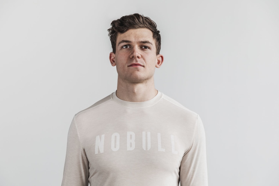 NOBULL Men's Long Sleeve Tee Oatmeal