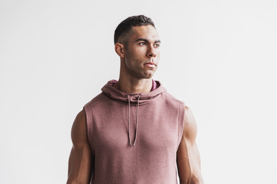 NOBULL Men's Microplush Sleeveless Hoodie Redwood