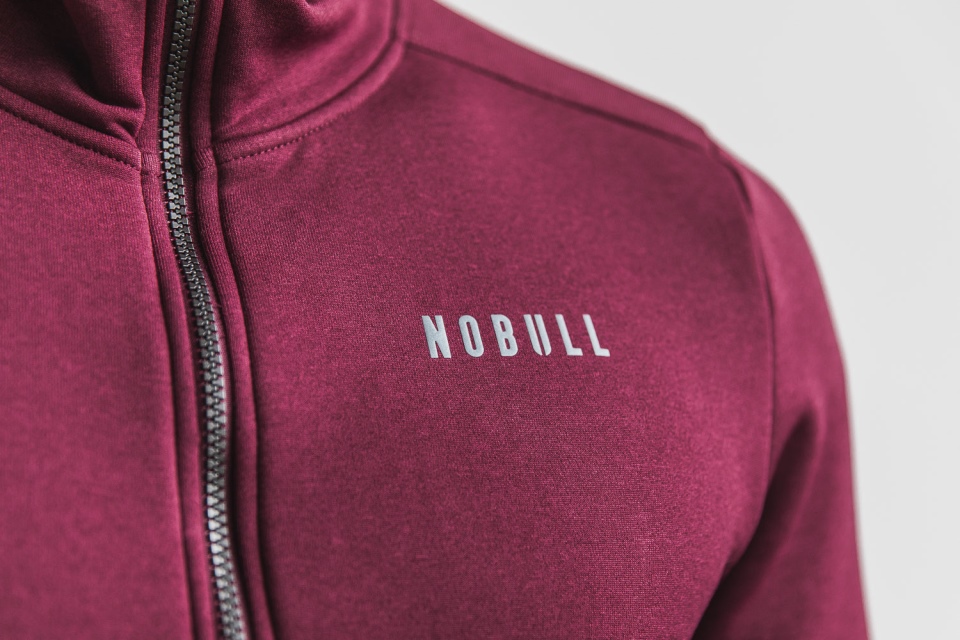 NOBULL Men's Performance Zip-Up Hoodie Deep Wine