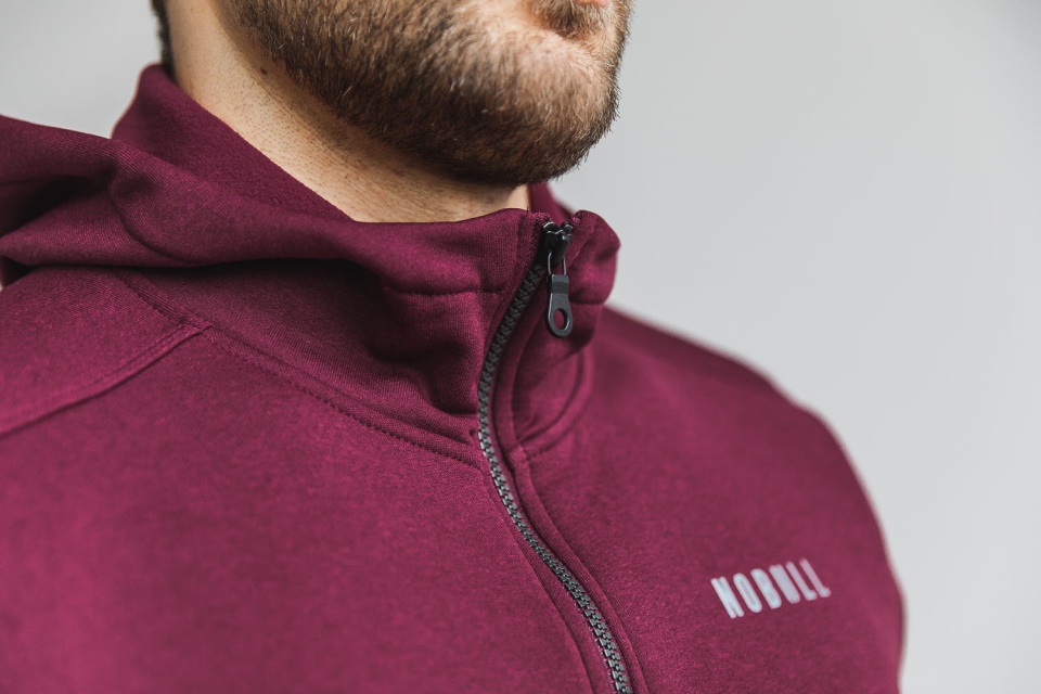 NOBULL Men's Performance Zip-Up Hoodie Deep Wine