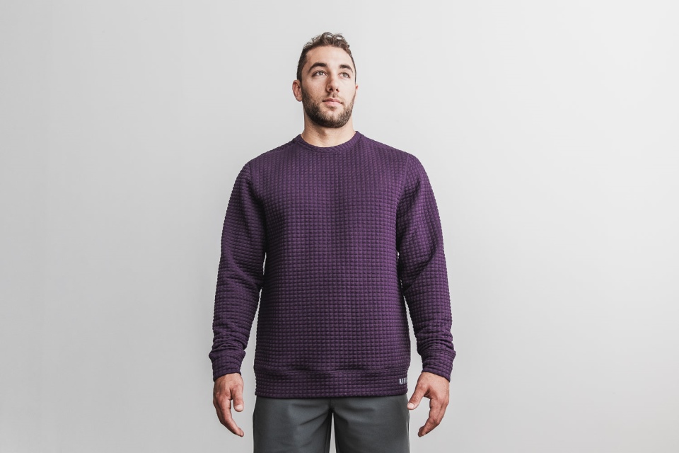 NOBULL Men's Quilted Crew Pullover Plum