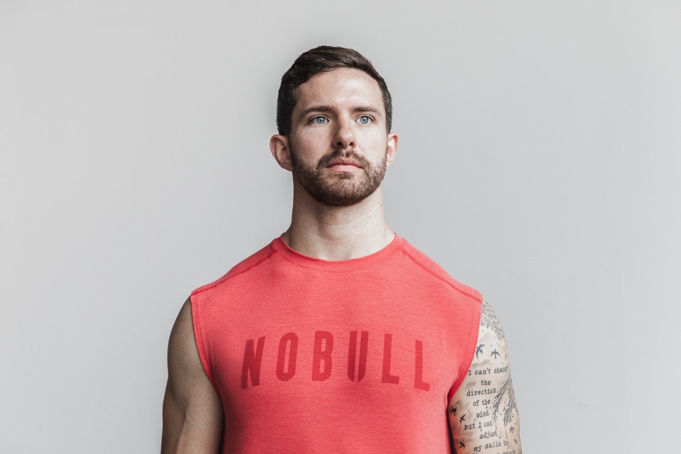 NOBULL Men's Sleeveless Tee (Bright Colors) Red