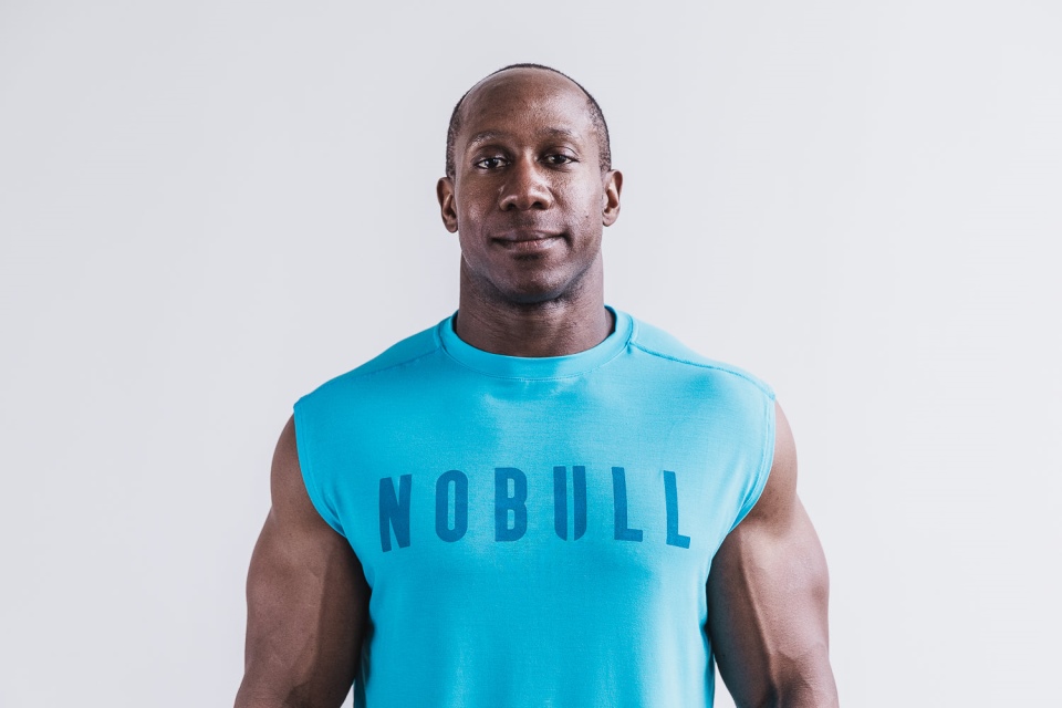 NOBULL Men's Sleeveless Tee (Neon) Blue