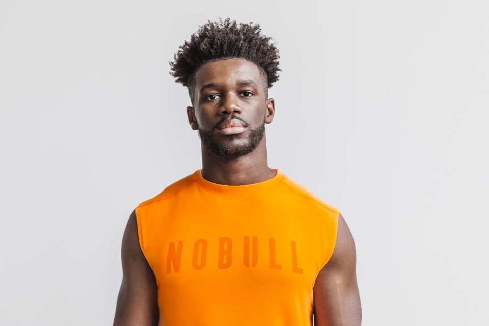 NOBULL Men's Sleeveless Tee (Neon) Orange