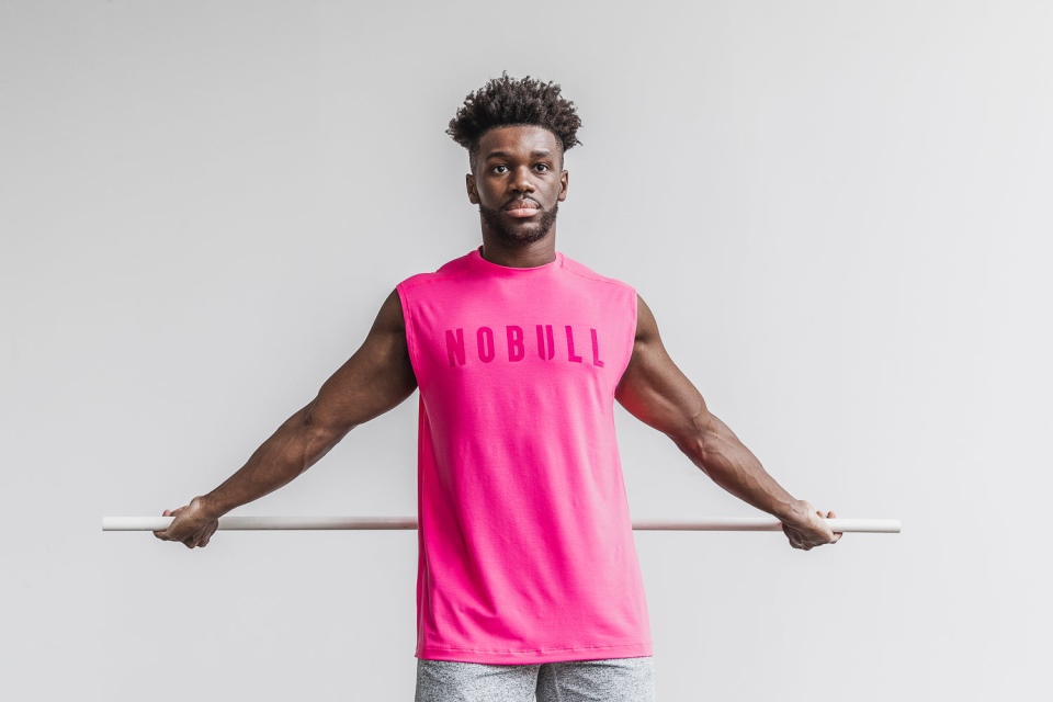 NOBULL Men's Sleeveless Tee (Neon) Pink