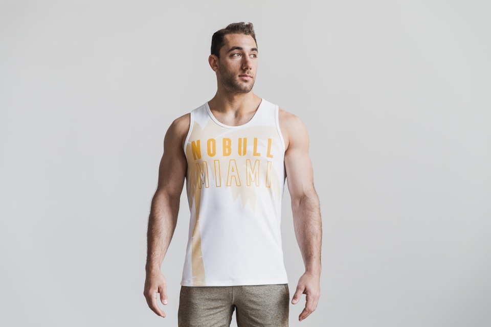 NOBULL Men's Tank (Miami Palm) Yellow