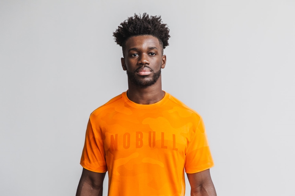 NOBULL Men's Tee (Neon Camo) Orange