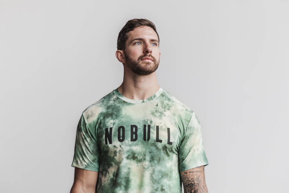 NOBULL Men's Tee (Tie-Dye) Vanilla & Army Green