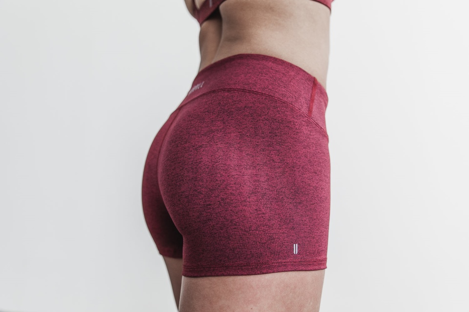 NOBULL Mid-Rise Short 2" (Plush Heather) Wine