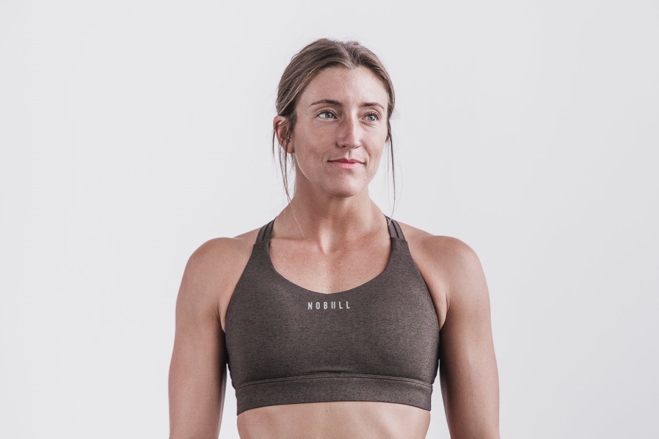 NOBULL Pace Sports Bra (Plush Heather) Espresso