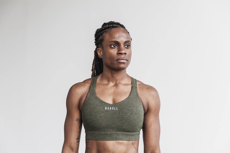 NOBULL Pace Sports Bra (Plush Heather) Olive