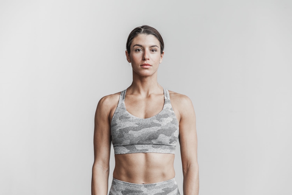 NOBULL Pace Sports Bra (Plush Heather) White Camo