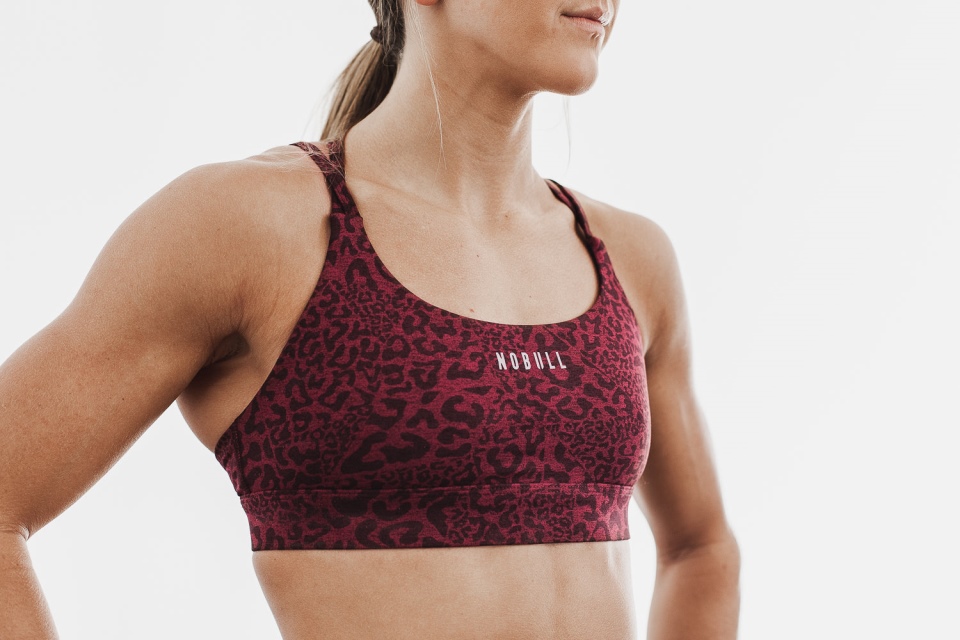 NOBULL Sports Bra (Plush Heather) Wine Leopard