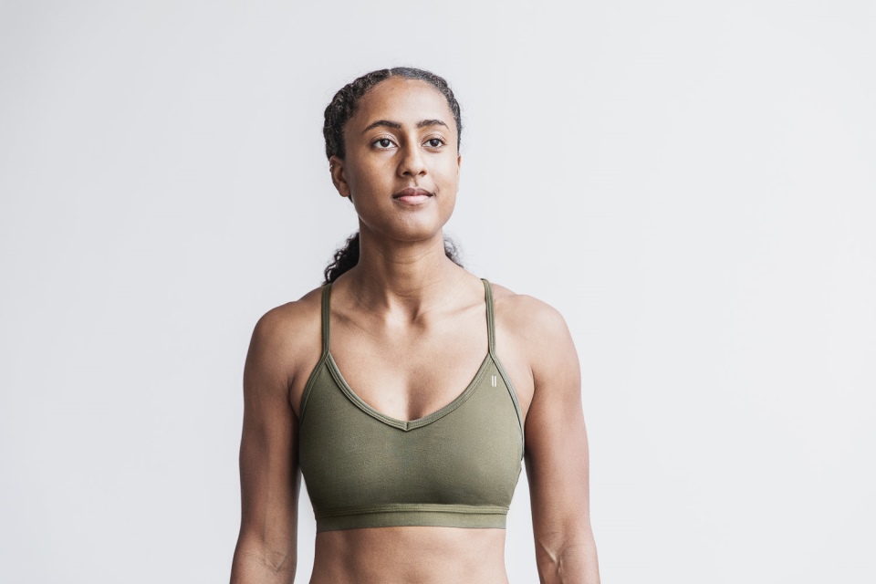 NOBULL V-Neck Sports Bra (Matte) Army